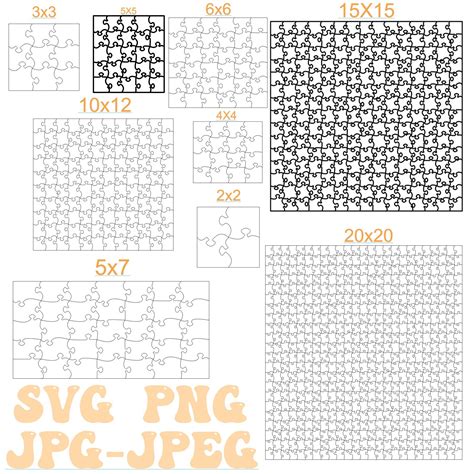 jigsaw puzzle svg png jpg instant   files  etsy
