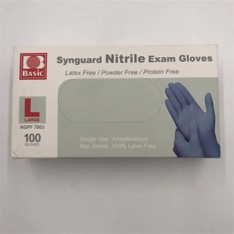 basic ngpf  synguard nitrile exam gloves lg bx gb tech usa