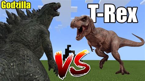 Godzilla Vs T Rex Minecraft Pe Youtube