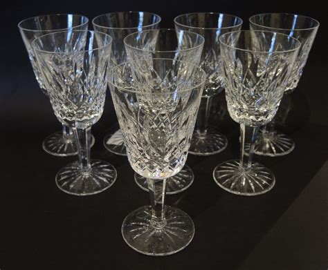8 Vintage Waterford Crystal Lismore White Wine Glasses In Stock