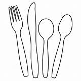 Cutlery Fork Outline Knife Clipart Spoon Drawing Utensils Clip Pages Coloring Cliparts Silverware Template Plastic Shape Line Logo Google Kids sketch template