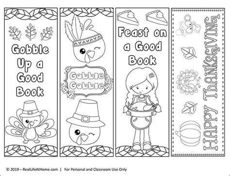 printable thanksgiving bookmarks  color  kids coloring