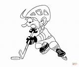 Coloring Cartoon Hockey Player Pages Hocky Drawing sketch template
