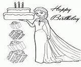 Coloring Elsa Printable Pages Holding Disney Cake Birthday Frozen Sheet Book sketch template