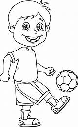 Football Ball Kids Sketch Coloring Pages Playing Drawing Soccer Easy Boy Draw Dame Notre Children Clipart Color Player Getdrawings Sports sketch template