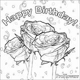 Birthday Coloring Happy Pages Card Mom Printable Sketch Roses Flower Sheets Drawing Boy Clipart Rose Flowers Adult Color Cards Colouring sketch template