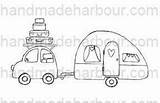 Camper Cute Caravan Quilt Applique Patterns Car Drawings Digital Drawing Stamp Camping Signs Cars Visit sketch template