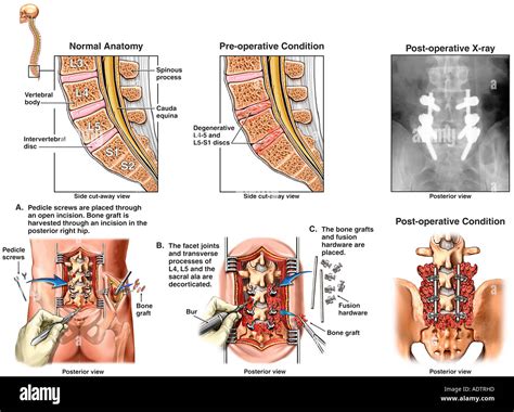 lumbar disc degeneration  pedicle screw spinal fusion stock photo  alamy