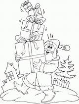 Santa Presents Carrying Coloring Christmas sketch template