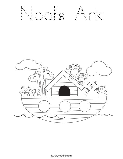 noahs ark coloring page tracing twisty noodle