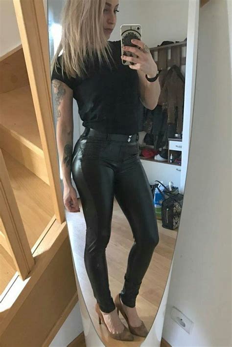 lederlady leather trousers leather look jeans boots leggings
