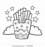 Fries Coloring Pages French Hamburger Getdrawings Getcolorings sketch template