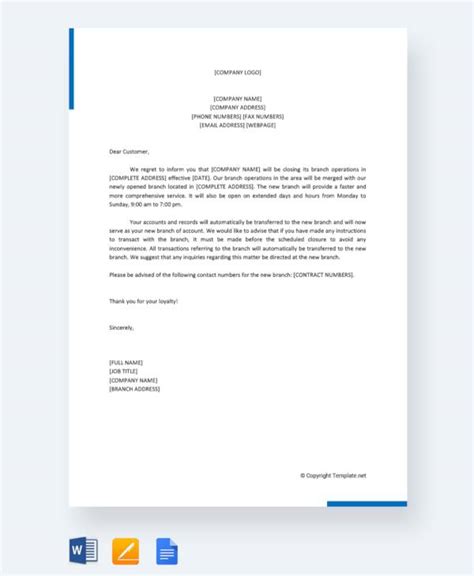 sample closing business letter templates   word google