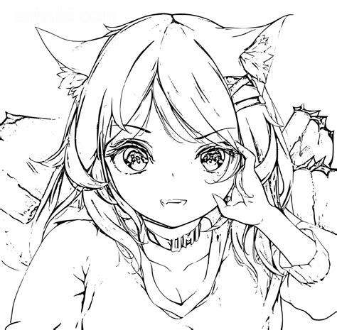 cat anime coloring pages richiekievie