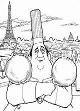 Coloring Ratatouille Pages Disney Gusteau Kids Auguste Movie Fun Cartoon Pans Eiffel Parisian Tower Behind Two Beautiful Printable Colorear Chefs sketch template