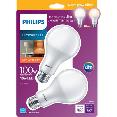 philips  equivalent soft white  dimmable warm glow led light bulb  pack walmartcom