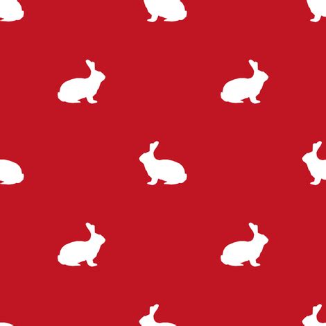 rabbit fabric silhouette pattern red fabric petfriendly spoonflower