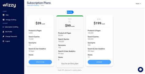 purchase modify subscription plan wizzy user docs