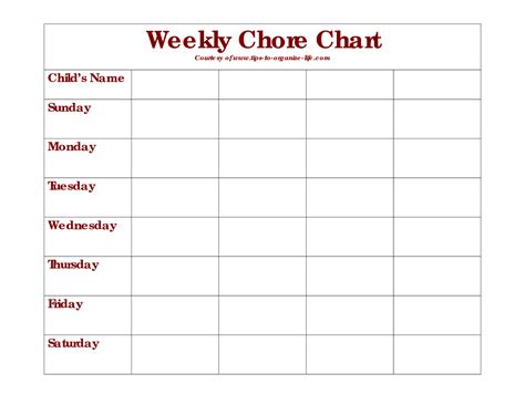 weekly chore chart chore chart template daily chore charts chore chart