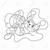 Coloring Yarn Playing Ball Fluffy Kitten Outline Ya Getcolorings Pages Vector Getdrawings sketch template
