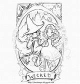 Wicked Pages Elphaba Glinda Coloring Musical Digital Stamp Etsy Instant Sold Template sketch template