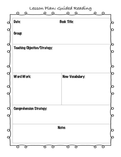 lesson plan template guided reading lesson plan template