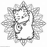 Cat Mandala Coloring Pages Lucky Drawing Getcolorings Tattoo Paintingvalley sketch template