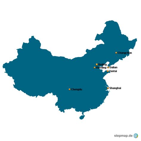 stepmap china blau mit staedten landkarte fuer china