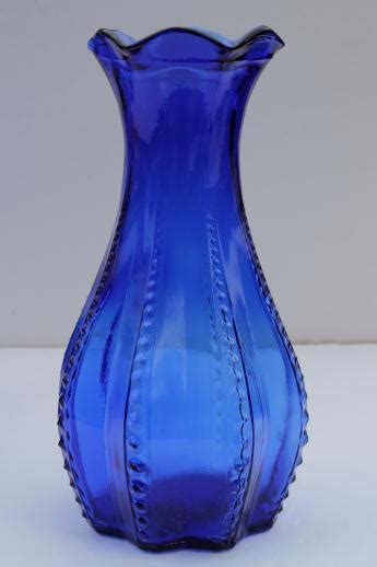 Cobalt Blue Glass Vases Lot Collection Of Vintage Blue