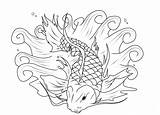 Coloring Fish Koi Pages Printable Metal Detailed Heavy Color Drawing Japanese Outline Kids Print Adults Tattoo Coloring4free Rush Gold Seafood sketch template