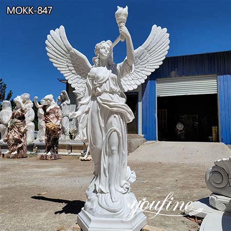 beautiful hand carved white marble angel statue wholesale mokk  home garden angel statue  sale