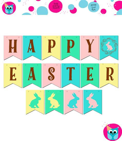 happy easter banner pink spring banner printable holiday decor