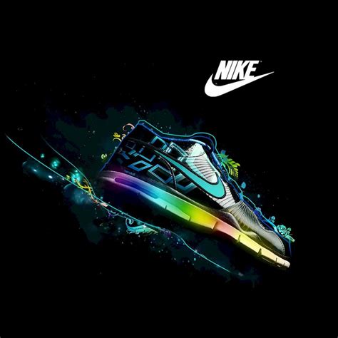 logos nike famous sports brand dark background shoe colorful rays
