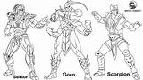 Kombat Coloring Mortal Goro Sektor Scorpion Pages Ages Top sketch template