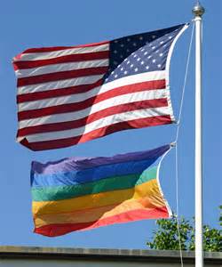 American and gay flag combination