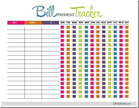 crafty blog bill tracker printable  freebie bill tracker