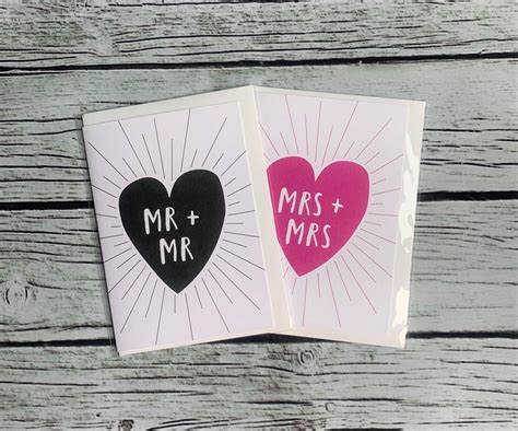 mr and mr wedding card heart design same sex couple lgbtq etsy