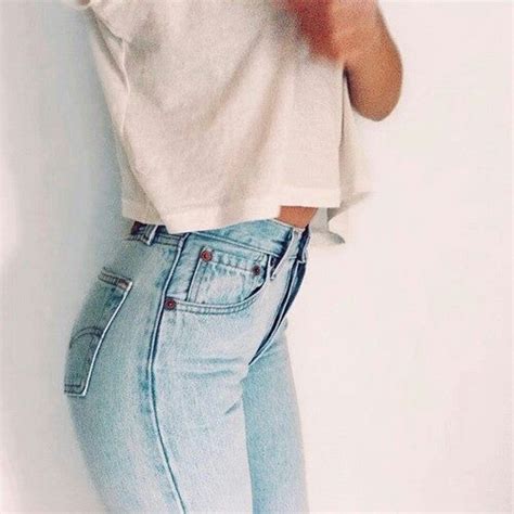 Crop Top Cute Girl Jeans Outfit Pretty Tan Tumblr