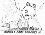 Galaxy Coloring Pages Mario Wii Super sketch template
