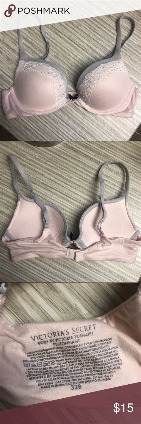 Victoria’s Secret Pink And Grey 32b Push Up Bra Push Up