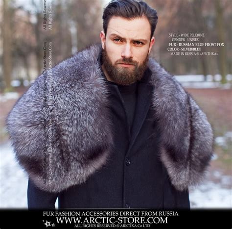 New Russian Silver Grey Fox Fur Pelerine Cape Collar For Real Men