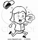 Ball Catching Baseball Clipart Girl Coloring Cartoon Thoman Cory Outlined Vector Grabbing Little 2021 Clipground sketch template