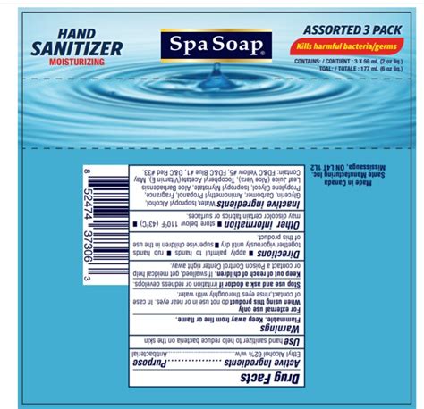 spa soap hand sanitizer  pack