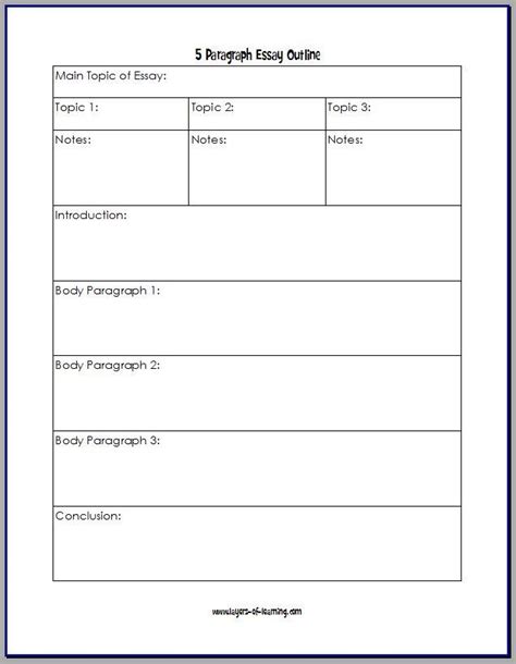 essay outline template printable awesome  printable outline