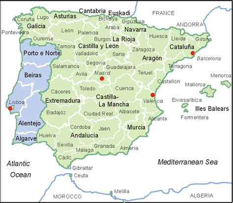 spanien und portugal karte map  spain  portugal