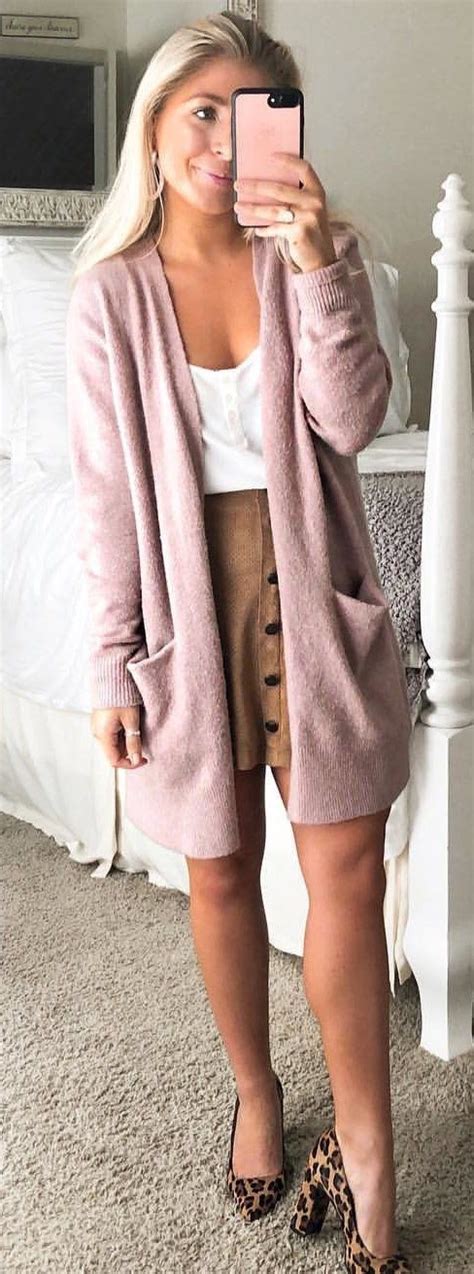 pink cardigan pink cardigan outfit trendy fashion women outfits
