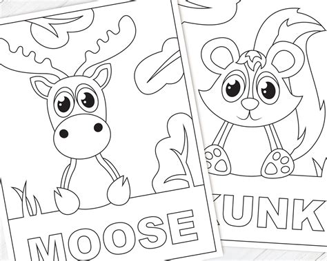 woodland animal coloring pages  forest coloring book etsy