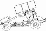 Coloring Car Pages Printable Sprint Cars sketch template