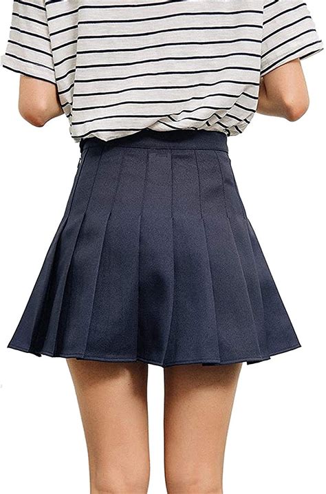 tremour women high waist pleated mini tennis skirt solid short skirts