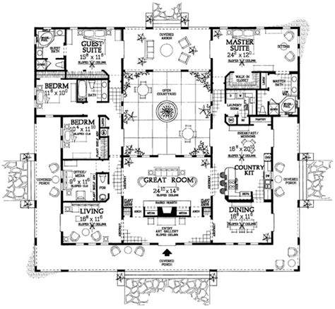 home plans  courtyard  center plougonvercom